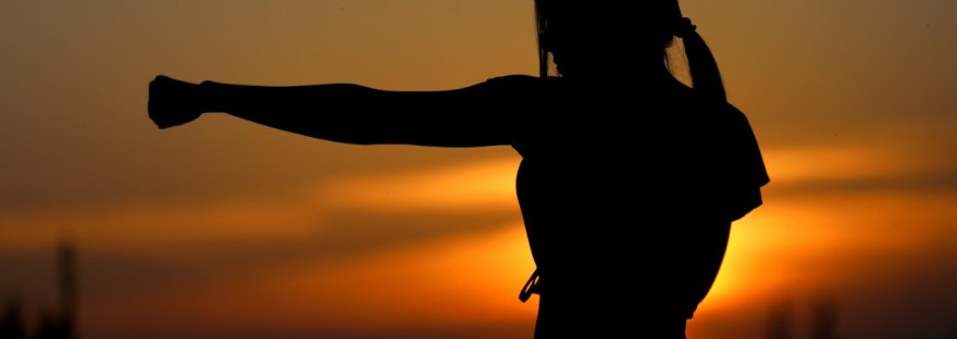 A boxer's punch in golden-hour light