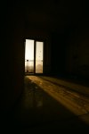 Light at a wooden door
