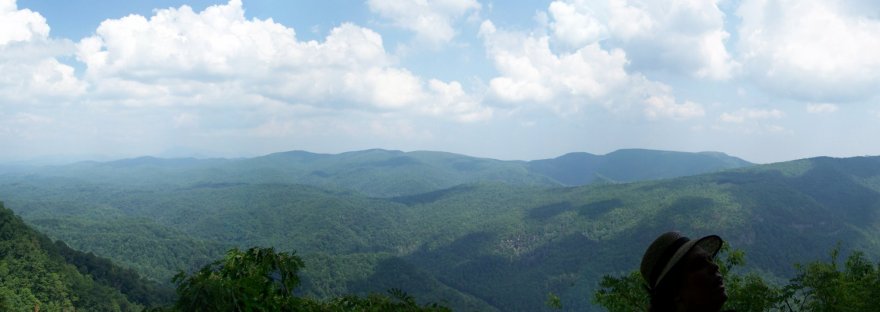 Dara looking out over the Blue Ridge mountains from an overlook