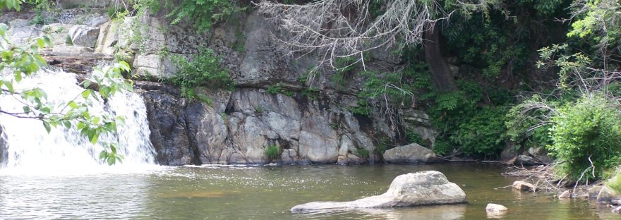 Waterfall and calm pool at Linville Falls