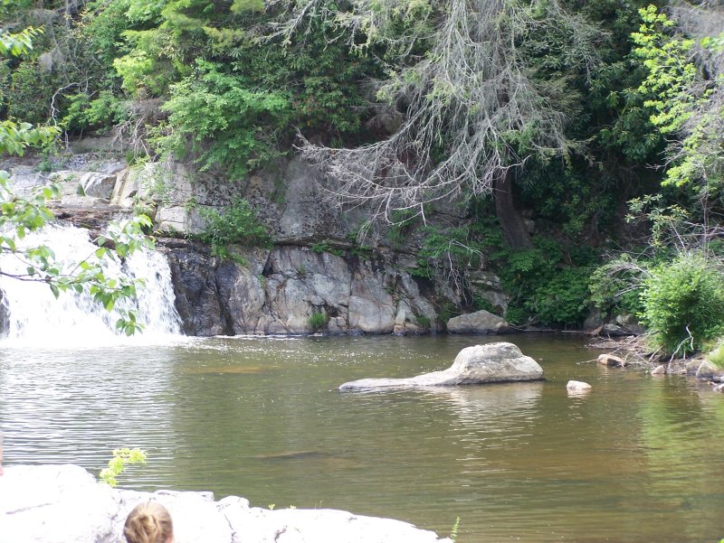 Waterfall and calm pool at Linville Falls
